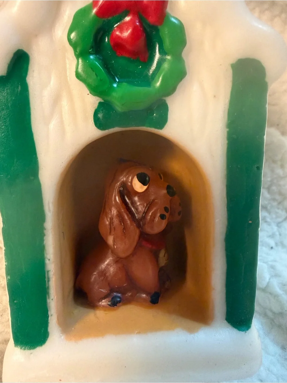 Vintage 1980 Jasco Snowy Holiday Dog House Holiday Candle